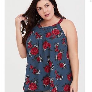 Torrid Blue Rose high neck georgette tank